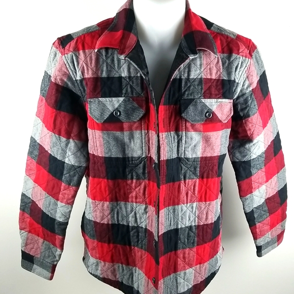 Eddie Bauer Quilted Plaid Shirt Jacket 